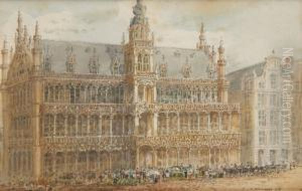 Marche Sur La Grand Place De Bruxelles Oil Painting by Cornelis Springer