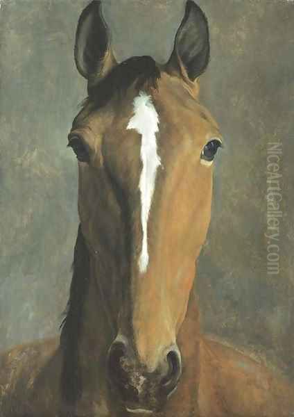 Head of a bay horse Oil Painting by Jacques Laurent Agasse