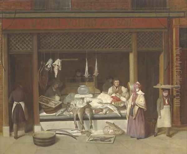 A fishmonger's shop Oil Painting by Jacques Laurent Agasse