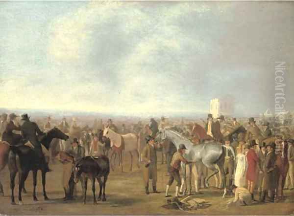 A Race Meeting at Epsom Oil Painting by Jacques Laurent Agasse