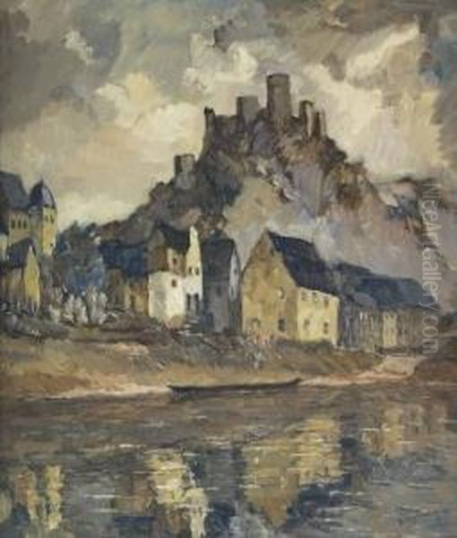 Beilstein An Der Mosel Mit Burgruine Metternich. Oil Painting by Hanns Sprung