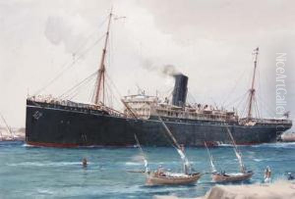 The P & O 's.s. Karmala Oil Painting by Jack Spurling