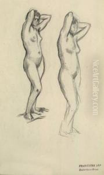 Study Of Women's' Nudes Oil Painting by Frantisek Srp