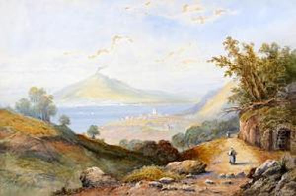 Vico, Vesuvius In The Distance Oil Painting by Edwin St John