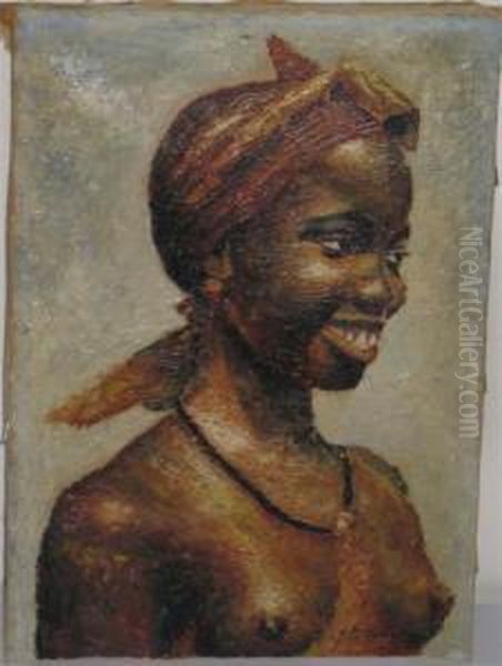 Portrait D'une Jeune Africaine Oil Painting by Heinrich Maria Staackmann