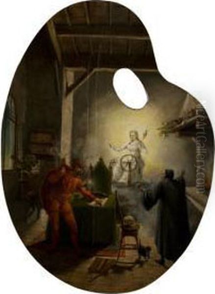 Faust E Mefistofele Oil Painting by Camillo Staccoli Castracane