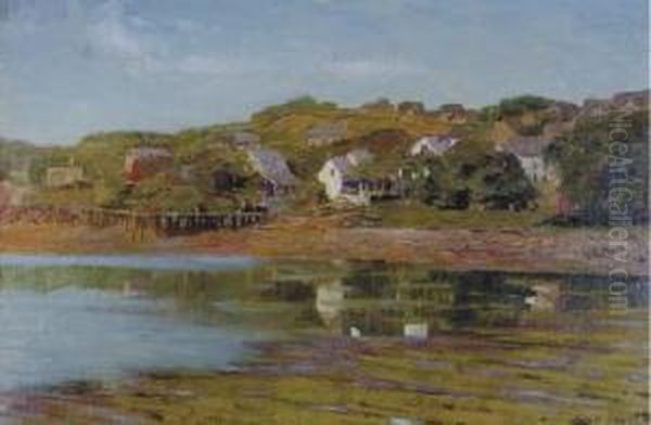 Houses By A River Oil Painting by John Franklin Stacey