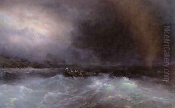 Ship At Sea Oil Painting by Ivan Konstantinovich Aivazovsky