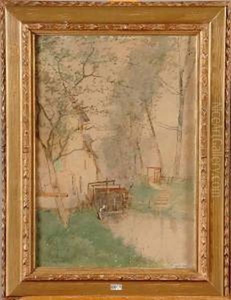 Lavandiere Au Moulin A Eau by Henri Stacquet