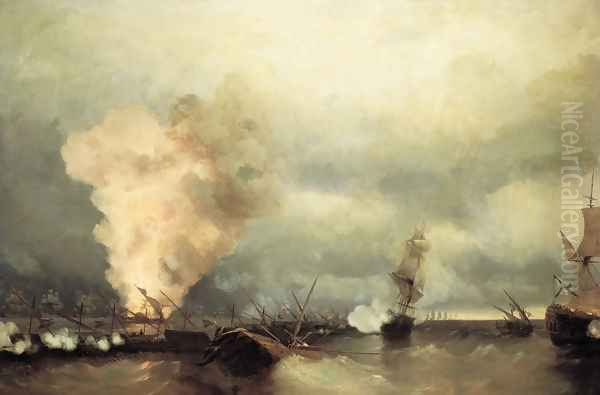 Battle of Vyborg Bay Oil Painting by Ivan Konstantinovich Aivazovsky