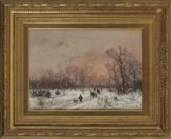 Winterabend. Oil Painting by Adolf Stademann