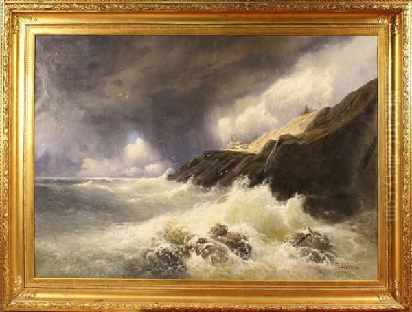 Mare In Tempesta Oil Painting by Fritz Staehr-Olsen