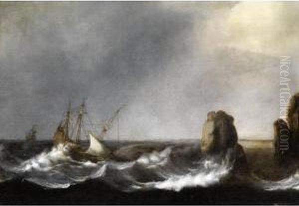 Segelschiff In Sturmischen Wogen Oil Painting by Hendrick Staets