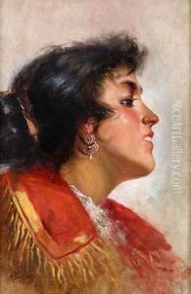 Profilo Di Giovane Donna In Costume Oil Painting by Arturo Stagliano