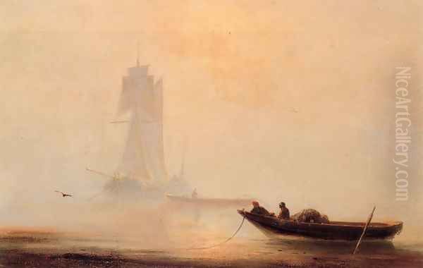 Fishing Boats In A Harbor Oil Painting by Ivan Konstantinovich Aivazovsky