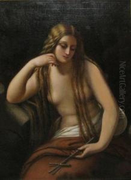 Magdalena In Pestera Oil Painting by C.D. Stahi