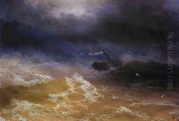 Storm on Sea Oil Painting by Ivan Konstantinovich Aivazovsky