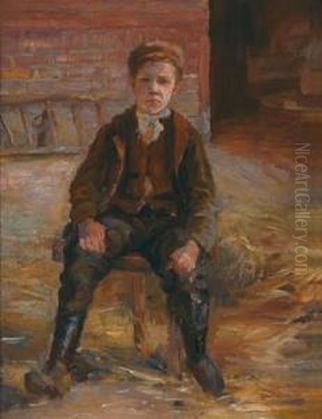 A Country Lad Oil Painting by Friedrich Stahl