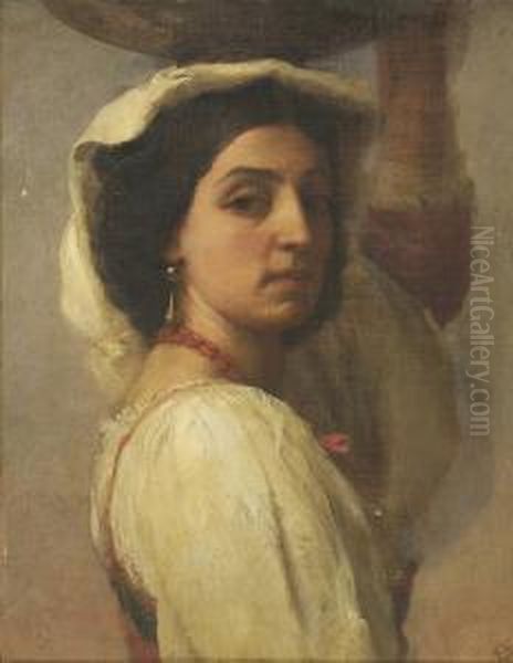 Portrait Of Anitalian Maiden Oil Painting by Richard Morrell Staigg