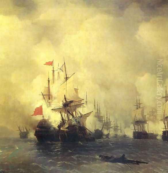 Battle of Chios on 24 June Oil Painting by Ivan Konstantinovich Aivazovsky