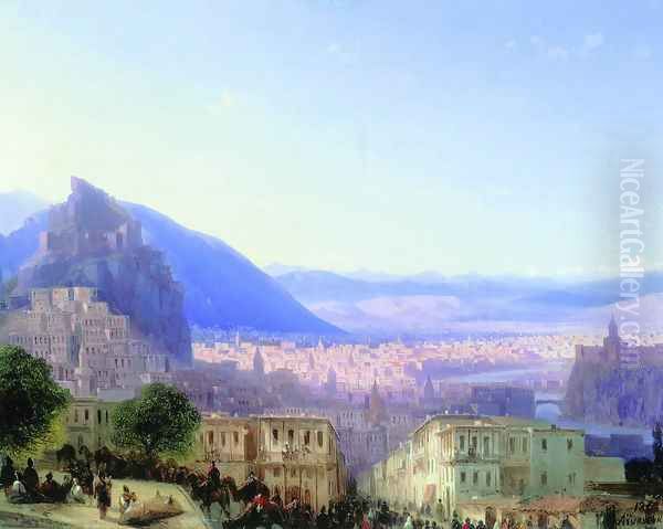 View of Tiflis (Tbilisi) in 1868 Oil Painting by Ivan Konstantinovich Aivazovsky