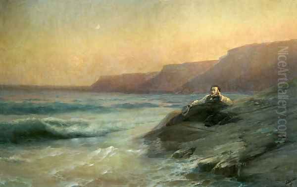 Pushkin on the seashore Oil Painting by Ivan Konstantinovich Aivazovsky