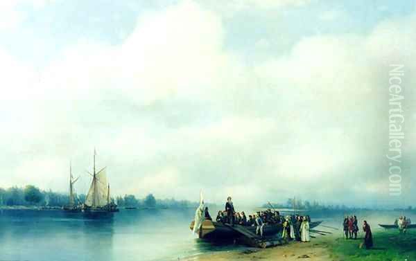 Arrival Peter the First on river Neva Oil Painting by Ivan Konstantinovich Aivazovsky