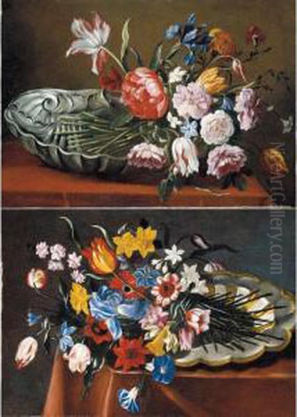 Bouquet Di Fiori Su Vassoi Oil Painting by Niccolo Stanchi