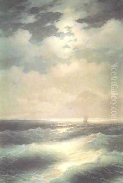 Sea view by Moonlight Oil Painting by Ivan Konstantinovich Aivazovsky