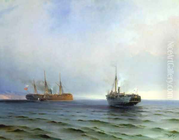 The capture of Turkish navel on Black sea Oil Painting by Ivan Konstantinovich Aivazovsky