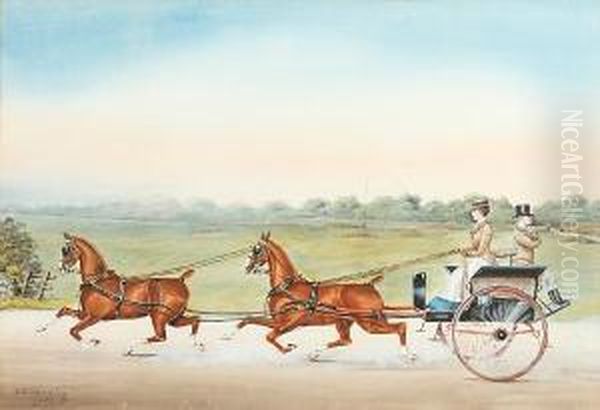 A Horse Drawn Carriage Oil Painting by Henry William Standing