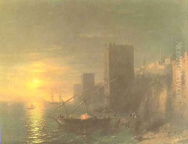 A Lunar night in the Constantinople Oil Painting by Ivan Konstantinovich Aivazovsky