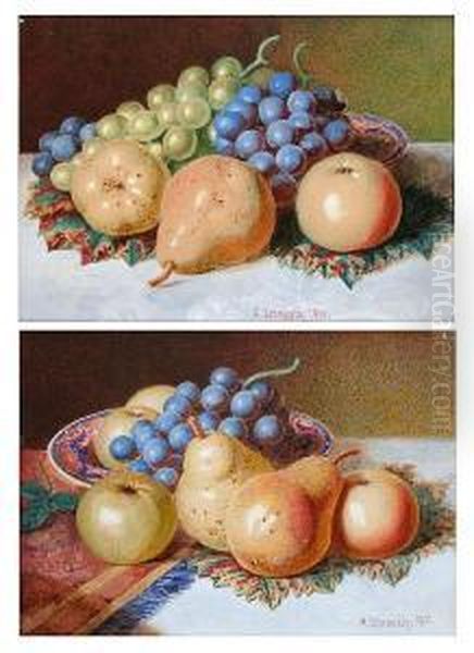 Still Life Of Fruit On A Table Top Oil Painting by Alexander Stanesby