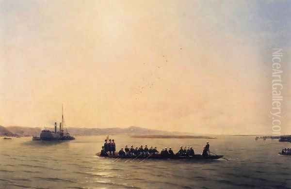 Alexander II Crossing the Danube Oil Painting by Ivan Konstantinovich Aivazovsky