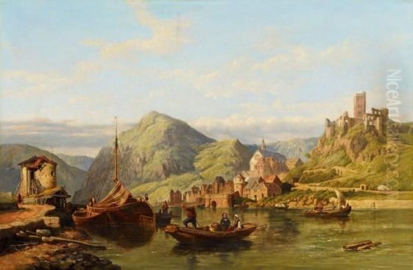 Beilstein An Der Mosel Oil Painting by George Clarkson Stanfield