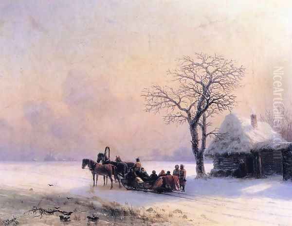 Winter Scene in Little Russia Oil Painting by Ivan Konstantinovich Aivazovsky