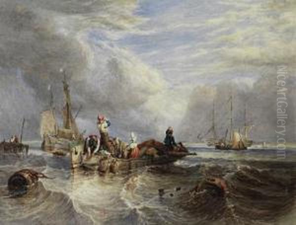 A Market Boat On The Scheldt Oil Painting by William Clarkson Stanfield