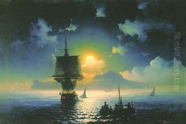 A Lunar night on Capri Oil Painting by Ivan Konstantinovich Aivazovsky