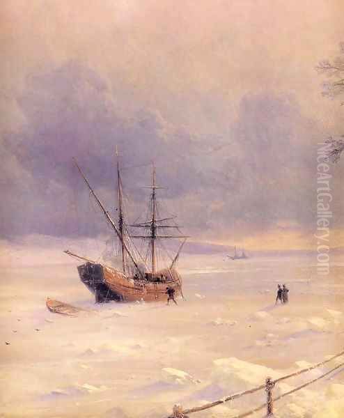 Frozen Bosphorus Under Snow Oil Painting by Ivan Konstantinovich Aivazovsky