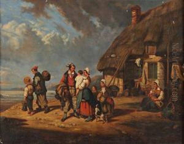 Famille De Pecheurs En Normandie Oil Painting by Olivier Stanislas Perrin