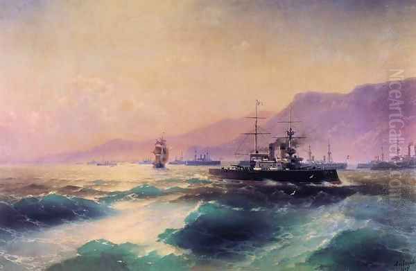 Gunboat off Crete Oil Painting by Ivan Konstantinovich Aivazovsky