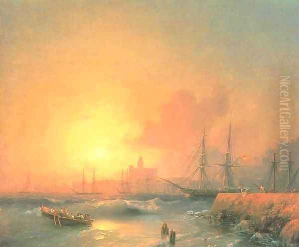 Malaga Oil Painting by Ivan Konstantinovich Aivazovsky