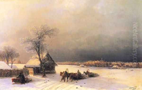 Moscow in Winter from the Sparrow Hills Oil Painting by Ivan Konstantinovich Aivazovsky