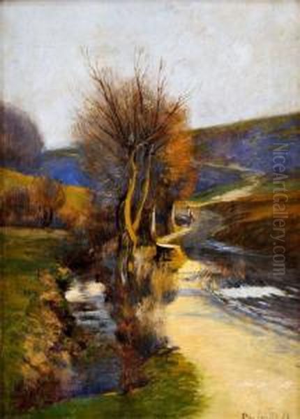 Krajina S Postavou Oil Painting by Moric Stankovits