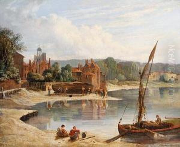 The Thames At Twickenham Oil Painting by Caleb Robert Stanley