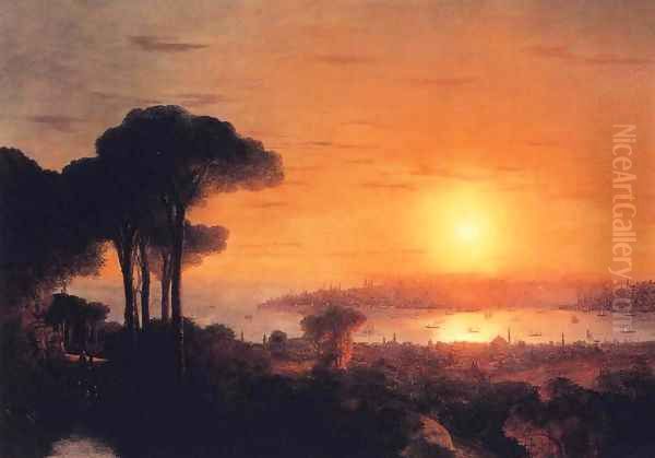 Sunset over the Golden Horn Oil Painting by Ivan Konstantinovich Aivazovsky