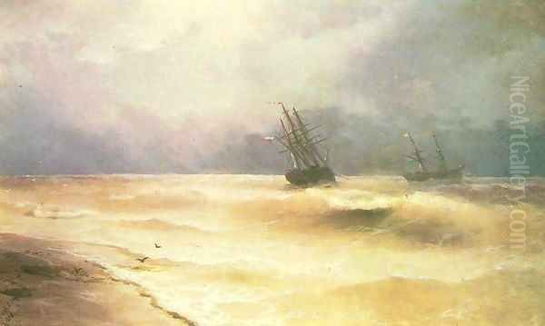 Surf near coast of Crimea Oil Painting by Ivan Konstantinovich Aivazovsky