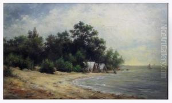 Camp Along The Shore With Figures And Tents Oil Painting by John Mix Stanley