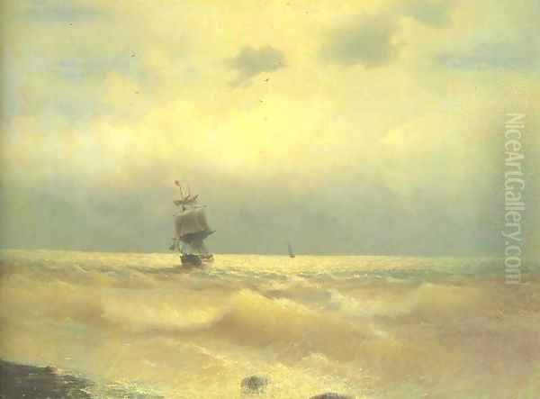 The ship near coast Oil Painting by Ivan Konstantinovich Aivazovsky