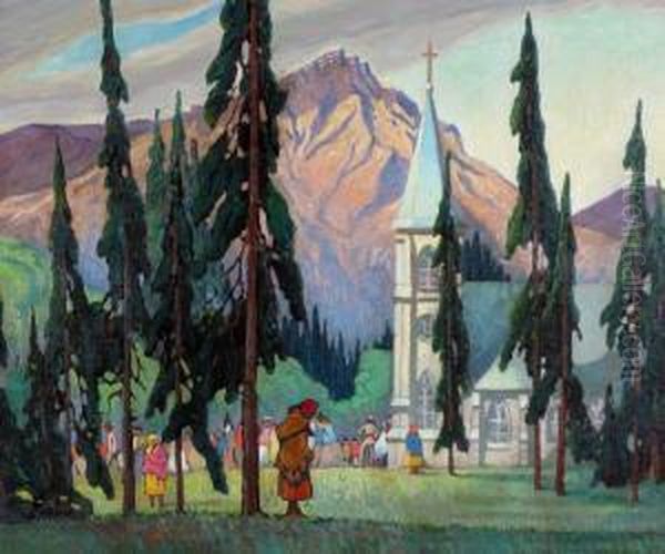 Indian Days Banff Oil Painting by Francis Stanley Turner